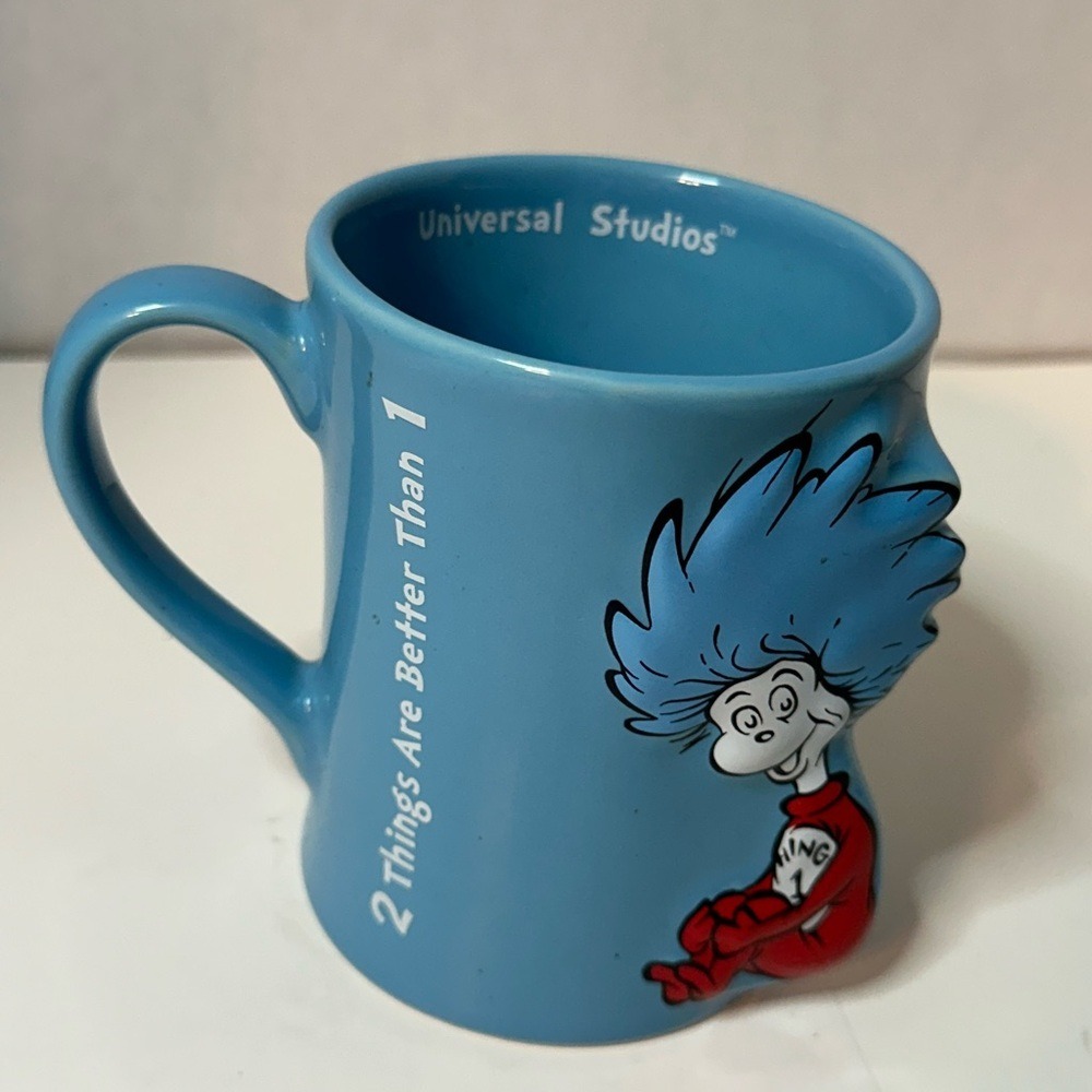 Universal Studios Dr Seuss Thing 1 Blue‎ 3D Sculpted Ceramic Coffee Mug 2 Things